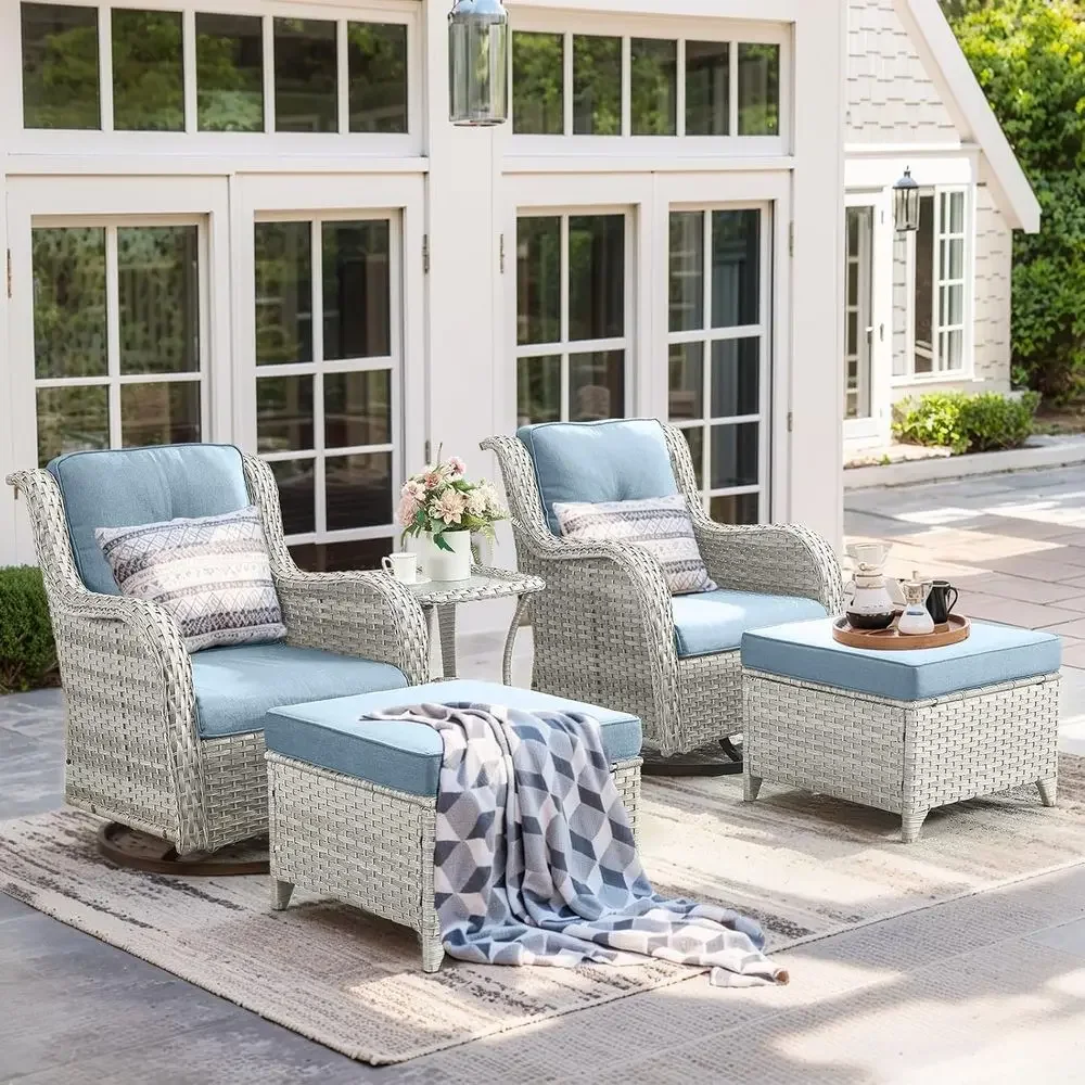 Outdoor Furniture Grey - 5-местный комплект уличной мебели с креслами-качалками