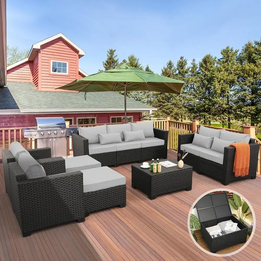 Outdoor Furniture Grey - 7-местный уличный секционный комплект мебели для
