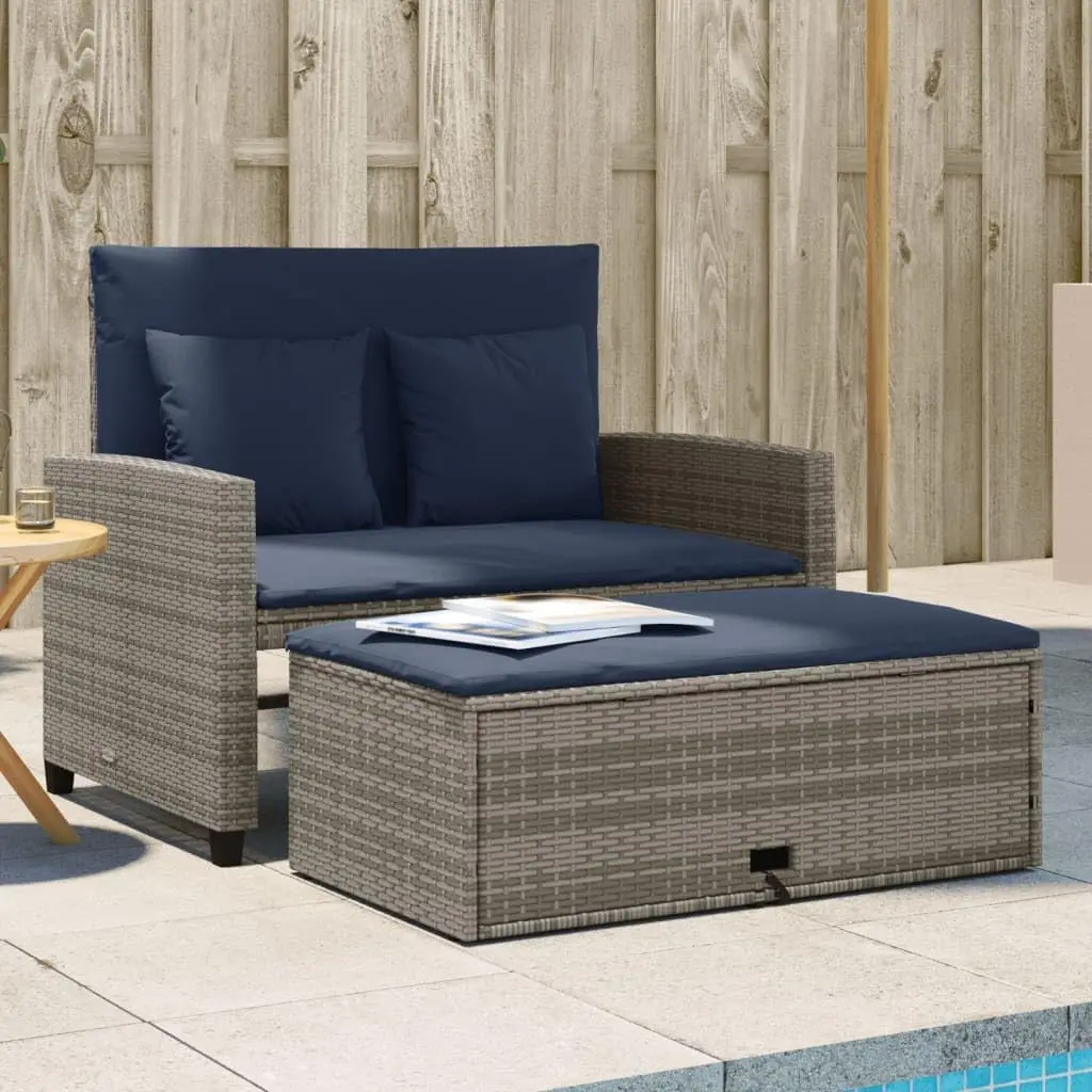 Outdoor Furniture Grey - Серо-темно-синий садовый диван из искусственного ротанга