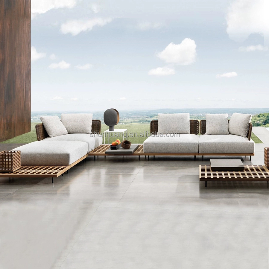 Outdoor Furniture Teak Wood - Современный садовый диван-комплект: уличная мебель, деревянный