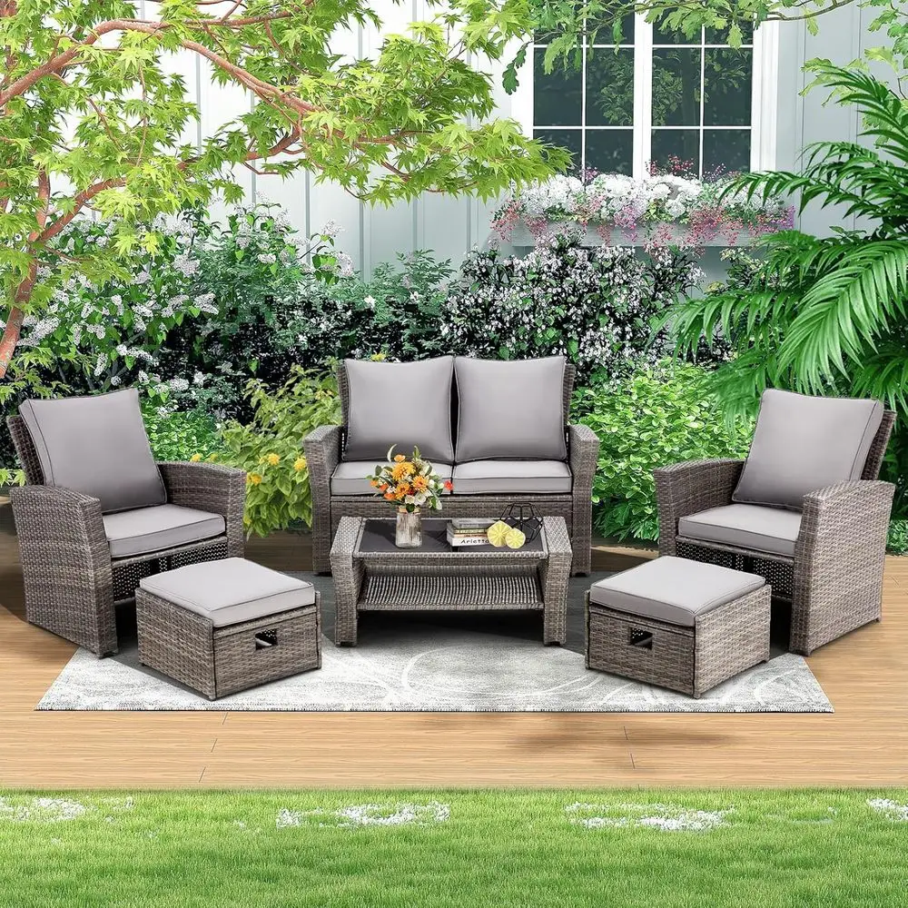 Outdoor Furniture Grey - 6-местный уличный секционный комплект мебели для