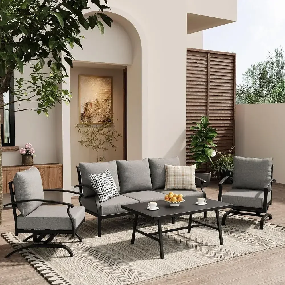 Outdoor Furniture Grey - Серый металлический комплект садовой мебели для