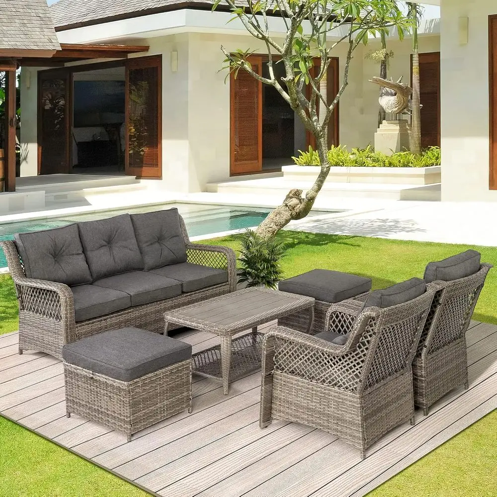 Outdoor Furniture Grey - 6-местный серый комплект садовой мебели из