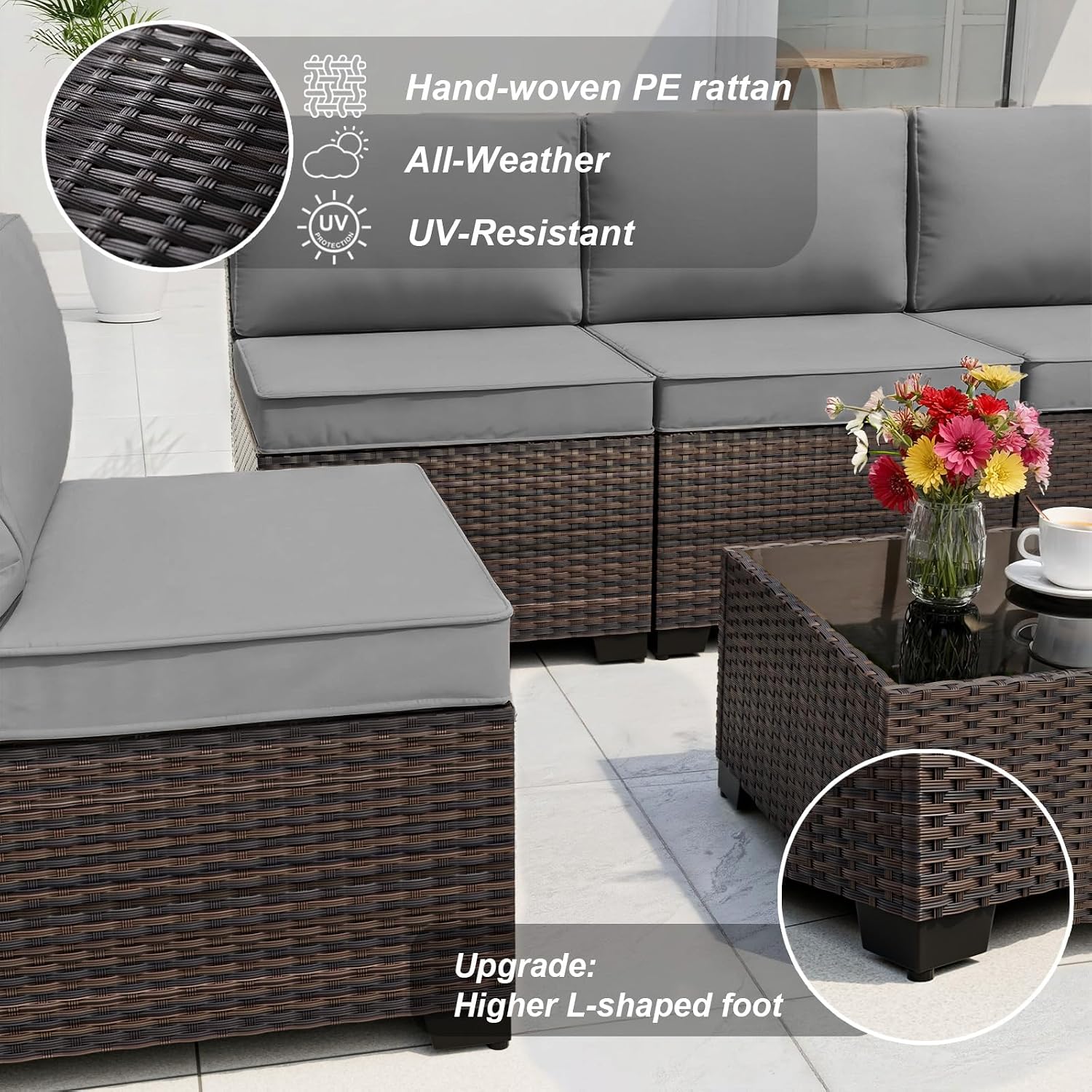 10-местный уличный секционный  – обзор и цена Outdoor Furniture Grey